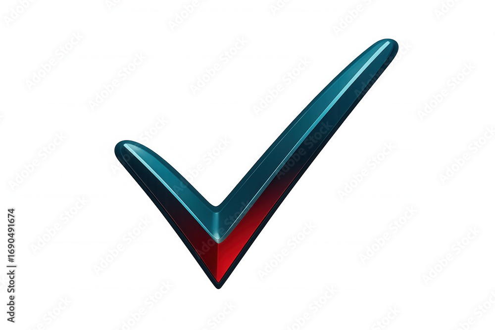 Poster 3d check mark with blue and red gradient on a transparent background, ideal for indicating approval,