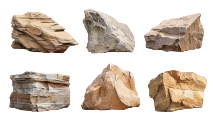 Collection of Brown and Beige Rocks on Black Background