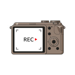 Beige Digital Camera Recording Video Illustration.