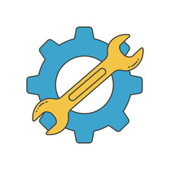 Simple Gear and Wrench Icon for Maintenance.