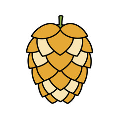 Stylized Golden Hop Cone Illustration with Defined Segments.