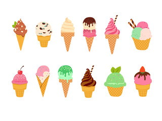 desserts sweet eating yummy street food confectionery snacks cone waffle filling ice cream cone illustration background