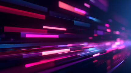 Abstract neon light trails streaking across dark background