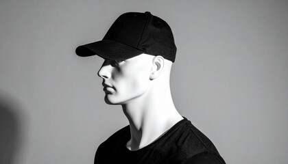 Black Cap on Mannequin Minimalist Studio Portrait for Fashion Design