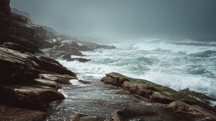 Obraz premium Coastal rocks and waves