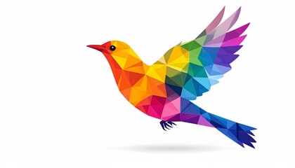 Obraz premium Polygonal Flying Rainbow Bird