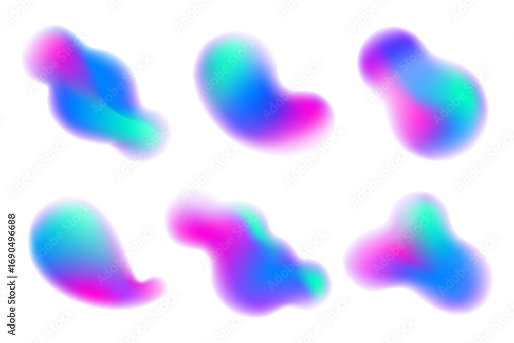 Aufkleber gradient blurred shapes on white background. colored fluid liquid elements. blue and pink soft vecto