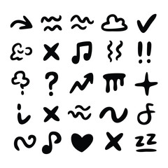 Hand-Drawn Doodle Icons: A Collection of Scribbled Symbols.