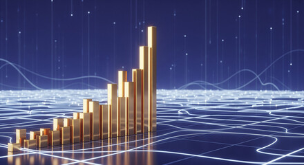 Golden Bar Chart Rising Upward Business Growth Success