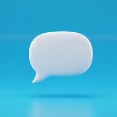 White speech bubble on a vibrant blue background showcasing communication and modern design perfect for digital media and presentation materials