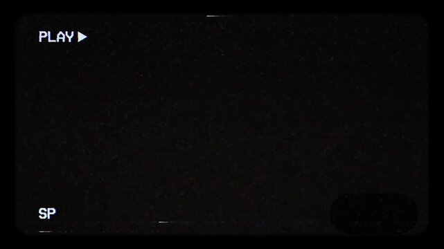 play vhs overlay in black background. 4k  resolution video 