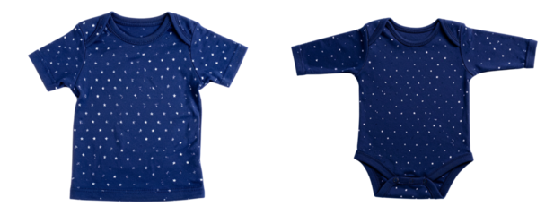 Cute Baby Pajamas in Navy Blue with Star Pattern, isolated on a transparent background PNG