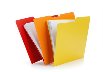 Colorful file folders organized stacks for document management and office supplies