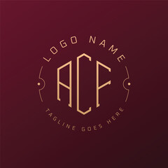 Luxury ACF Logo Design, Elegant Letter ACF Monogram Logo. Minimalist Polygon ACF Logo Design Template