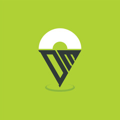 Letter DM Location Logo Design. Modern Initials DM Pinpoint Logo for Navigation, Map Apps, and Location Based Businesses