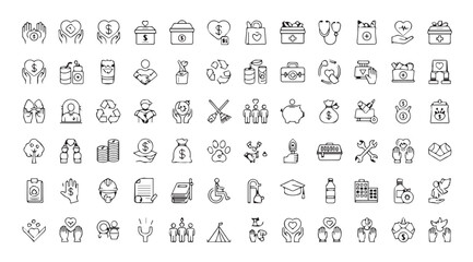 Collection of diverse abstract geometric and figurative line art icons silhouette