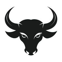 silhouette of Watter Buffalo's horn on  white background