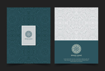 Elegant Ornamental Pattern Brand Book Cover Design Mockup Presentation Template