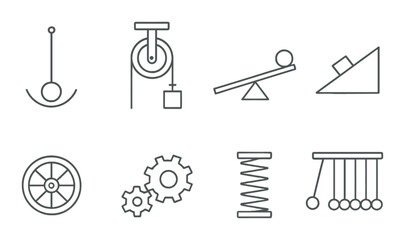 Illustration of basic physics and engineering simple machines