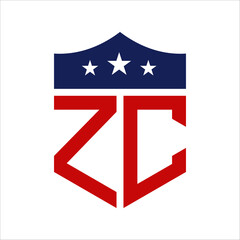 Patriotic ZC Logo Design. Letter ZC Patriotic American Logo Design for Political Campaign and any USA Event.