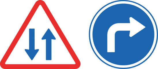 traffic sign with two opposing arrows indicating two way traffic.