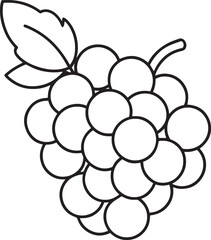 Grapes outline vector illustration, line art