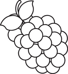 Grapes outline vector illustration, line art