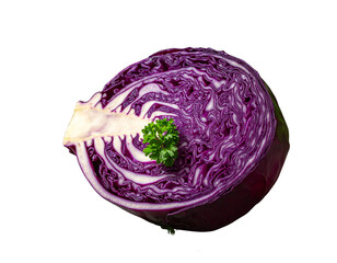 Fototapeta premium Sliced Red Cabbage with Fresh Herbs PNG