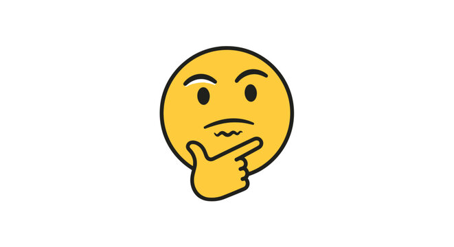 Yellow Thinking Emoticon with Hand on Chin.