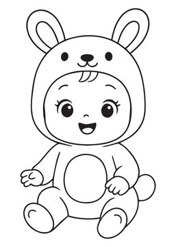 baby in bunny costume smiling clip art preview