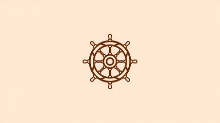 Fototapeta premium Minimalistic illustration of a traditional ship's wheel design in a monochrome style against a light background, symbolizing navigation, exploration, and maritime adventures.