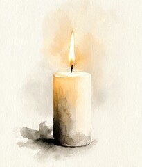 A candle is lit and the flame is yellow