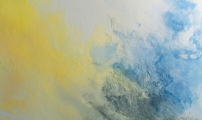 A painting of a sky with a yellow and blue background