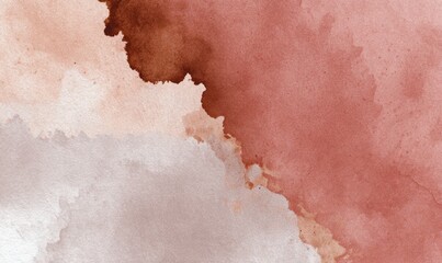 A painting of a red and white background with a brown and white swirl