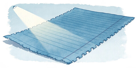 Illustration of sheet of lined paper illuminated by a light source