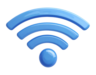 Light blue 3D wifi icon, glossy, digital
