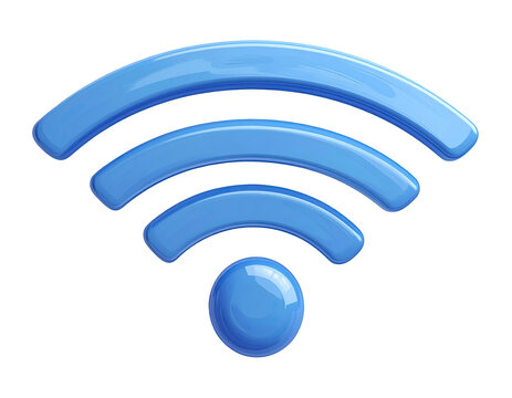 Light blue 3D wifi icon, glossy, digital