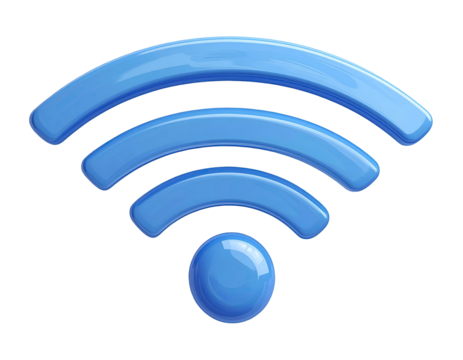 Light blue 3D wifi icon, glossy, digital