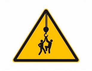 Safety warning sign Danger of riding or hanging from a crane hook in industrial settings