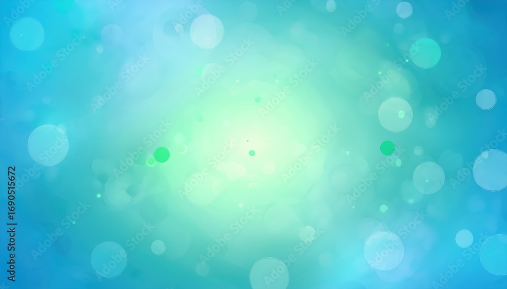 Poster dreamy aqua teal bokeh blur background with glowing light circles and soft gradient texture perfect 