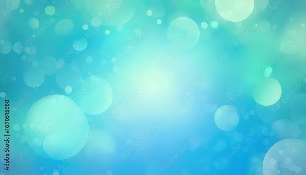 Poster dreamy aqua teal bokeh blur background with glowing light circles and soft gradient texture perfect 