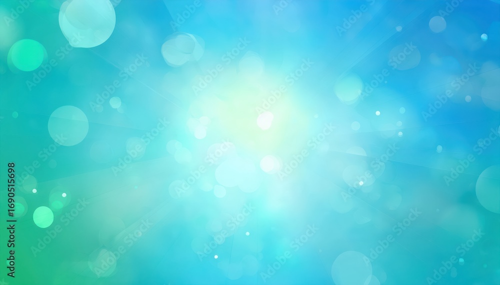 Poster dreamy aqua teal bokeh blur background with glowing light circles and soft gradient texture perfect 