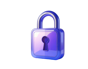 3D rendered purple padlock with keyhole