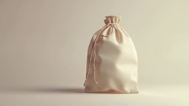 A small bag with a string tied around it, suitable for travel or adventure scenes