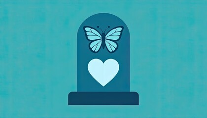 Butterfly Emblem of Love on Tombstone Artwork in Tranquil Environment