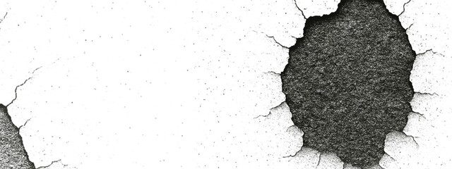 Grunge style black ink blotches on white textured surface