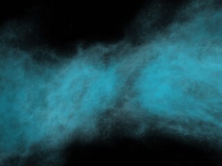 Clouds, blue smoke swirl and spread turbulently on a black background, graphic illustrations drawn on a tablet, used as  abstract background, not AI.
