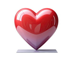 Glossy red heart on a light purple pedestal