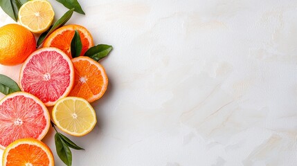 Colorful Citrus Fruit Slices on Textured Background, Generative AI