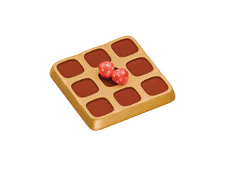 Belgian liege waffle icon 3d illustration render